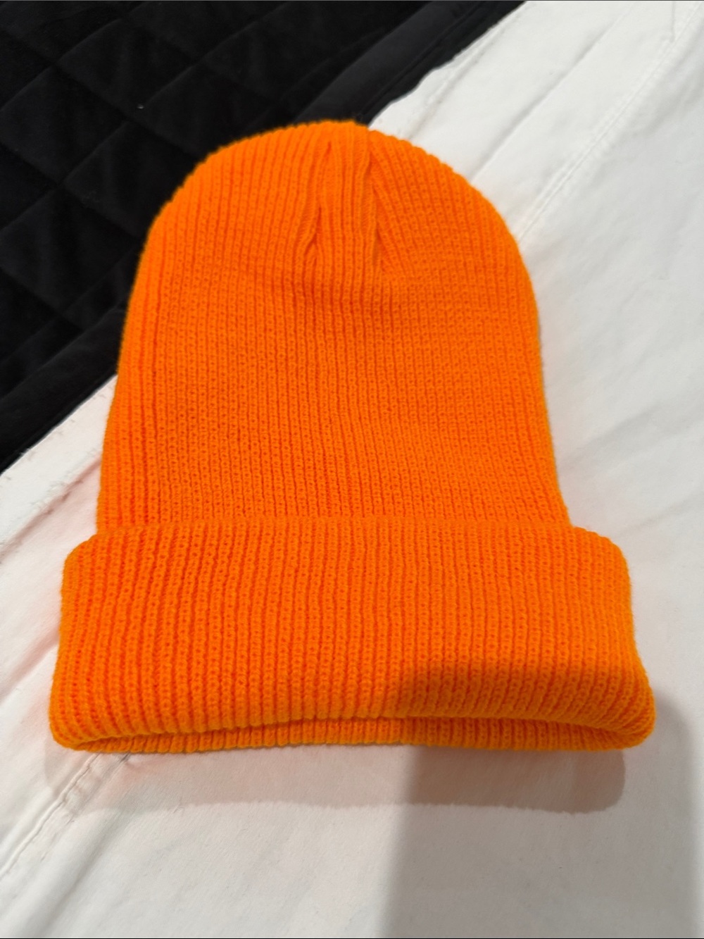 Women’s Orange Knit Cuffed Beanie Hat